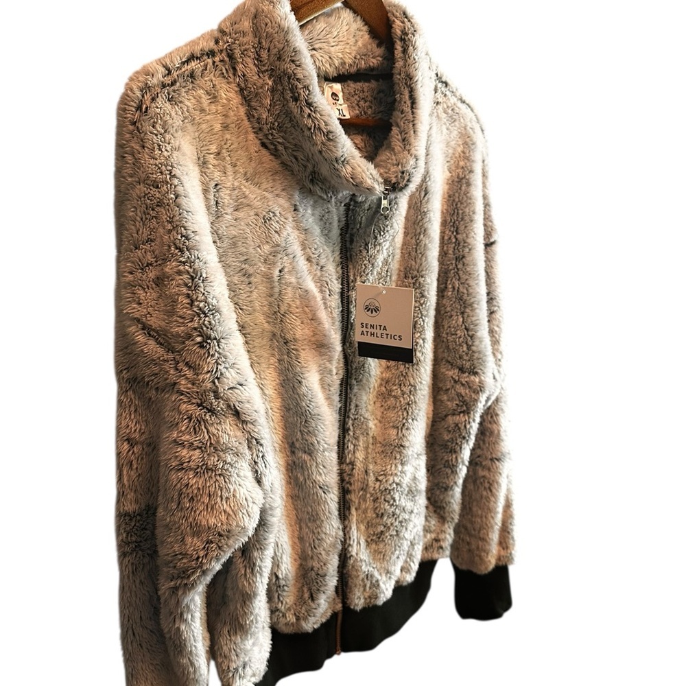 NWT Senita Athletics Dark Green Teddy Jacket w Sherpa - Picture 3 of 7